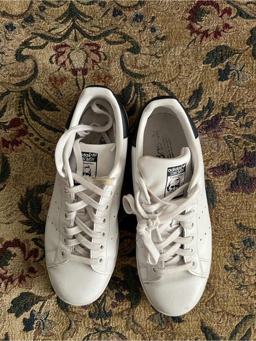 adidas White Leather Sneakers with Black Heel Tab
